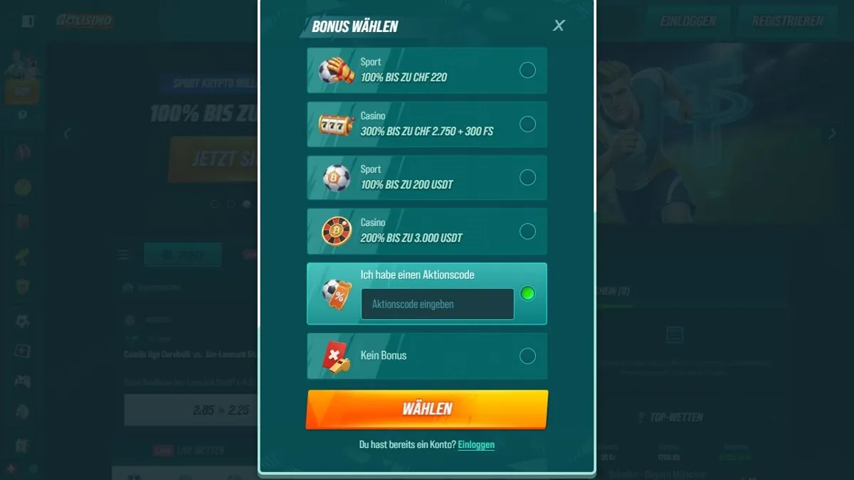 Golisimo account registration options
