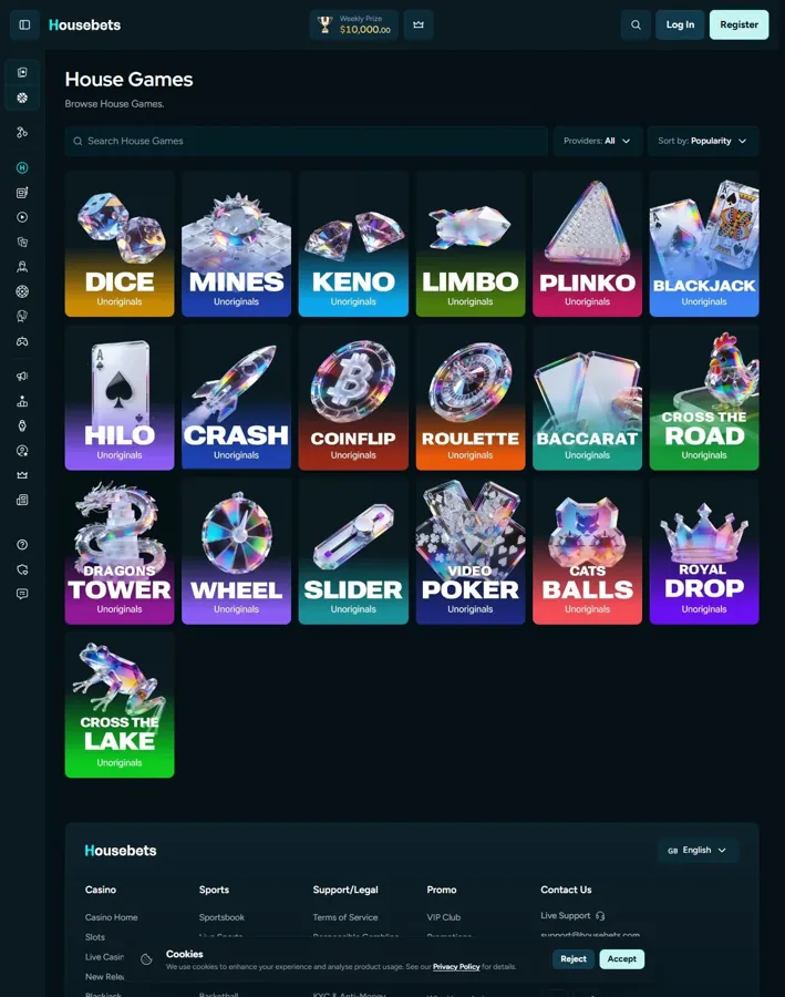 Housebets virtual-sports game selection