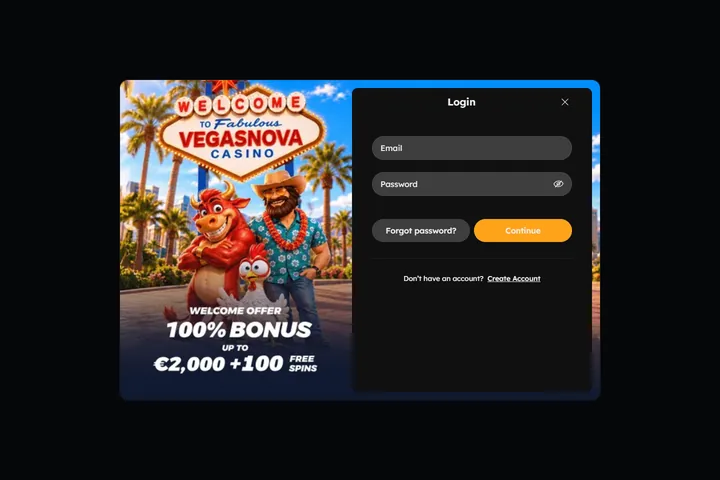 VegasNova login — VegasNova recensione